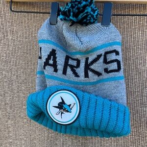 Mitchell & Ness Blue San Jose Sharks CCM Hockey Men’s Pom-Pom Beanie Vintage
